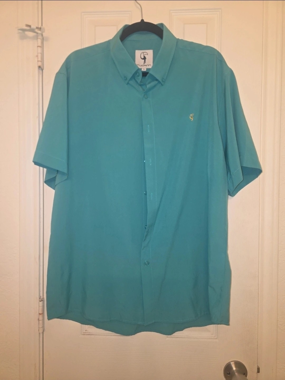 G.H. Bass & Co. Teal Short-Sleeve Button-Down Shirt with Embroidered Logo